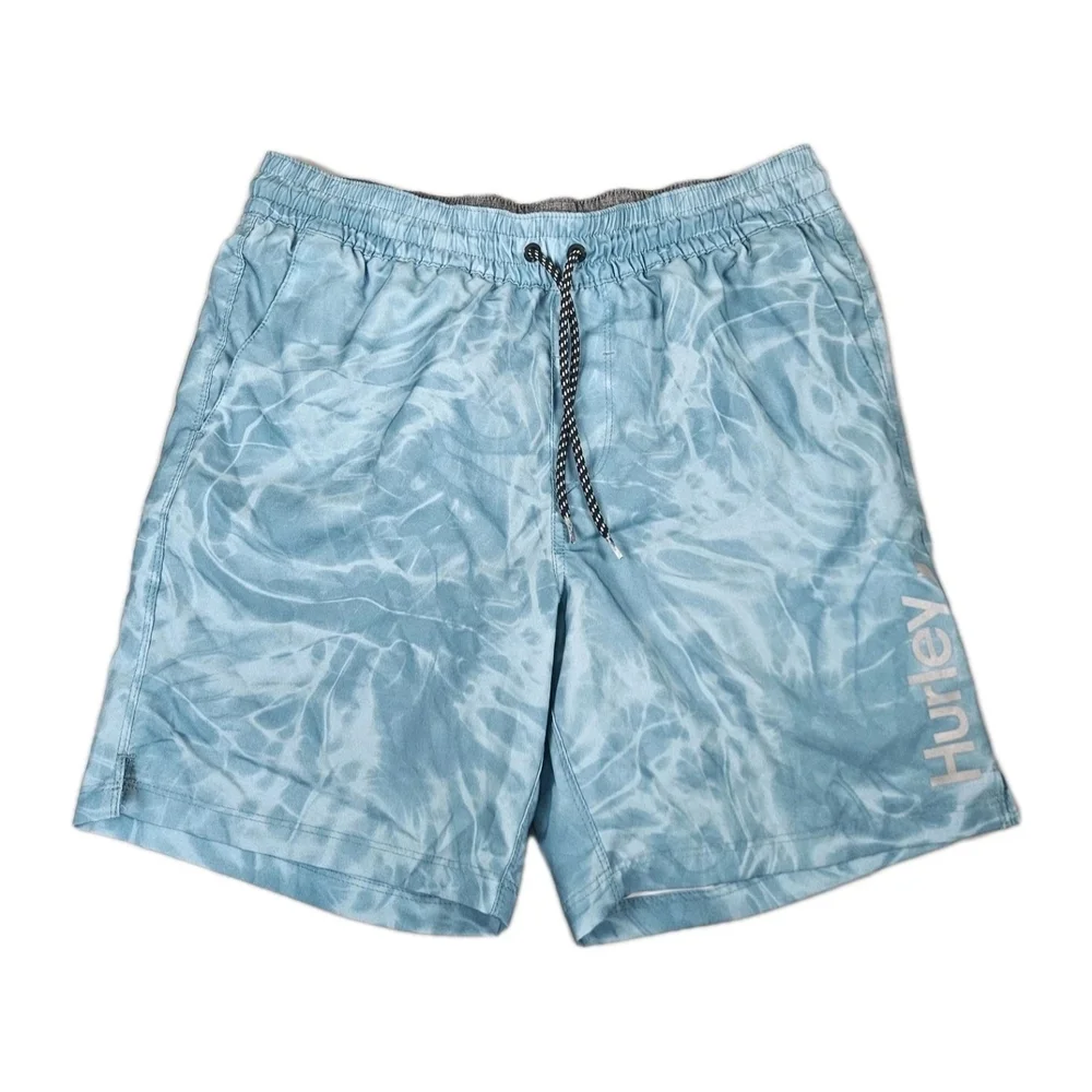 Hurley Swim Trunks Mens‎ M Blue Water Pattern Board Shorts Beach Surf